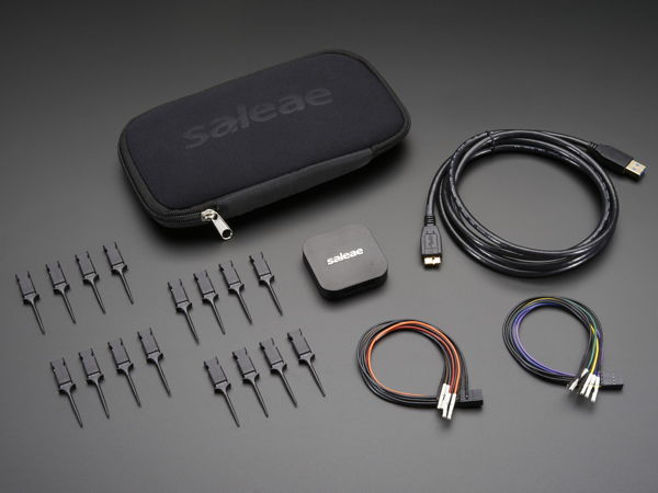 Inhalt des Saleae USB-Logikanalyzers 8 Kanäle 25 MHz