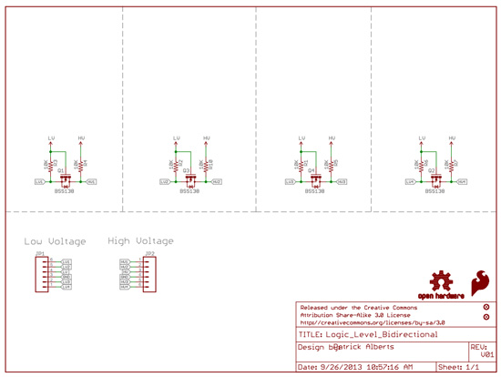 SparkFun Bi-Directional Logic Level Converter technical schematic