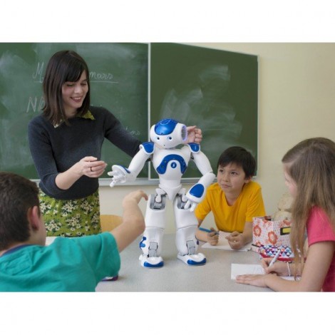 NAO Evolution, programmable humanoid robot in blue