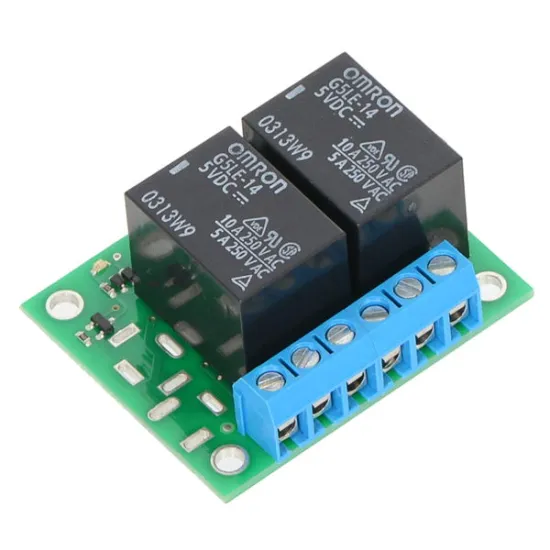 Module 2 relais inverseurs 12 Vcc pour interrupteurs SPDT (assemblé) Module 2 relais inverseurs 12 Vcc pour interrupteurs SPDT (assemblé)