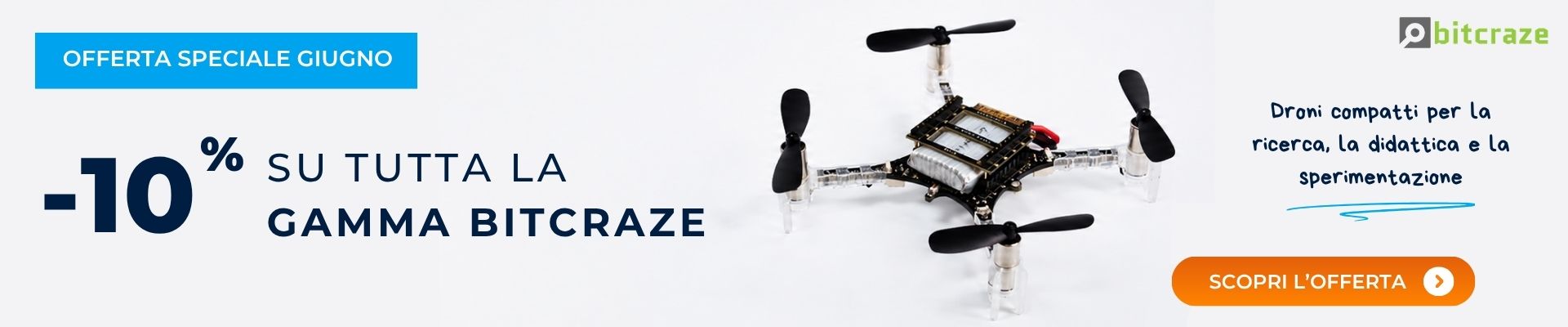 Banner promozionale dei droni Bitcraze