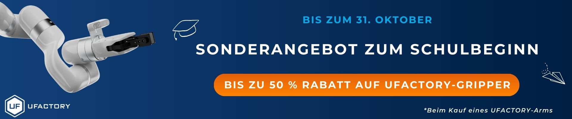 Banner UFactory - Sonderangebot zum schulbeginn