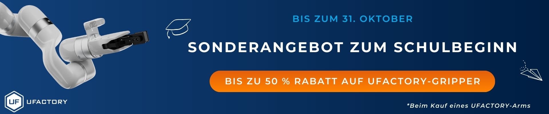 Banner UFactory - Sonderangebot zum schulbeginn