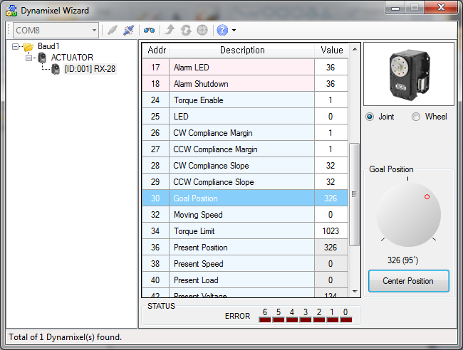 You can directly control Dynamixel actuators with USB2DYNAMIXEL