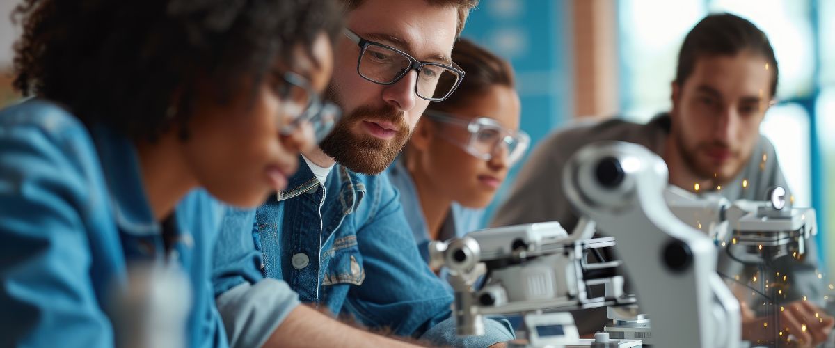 Students at a robotics course