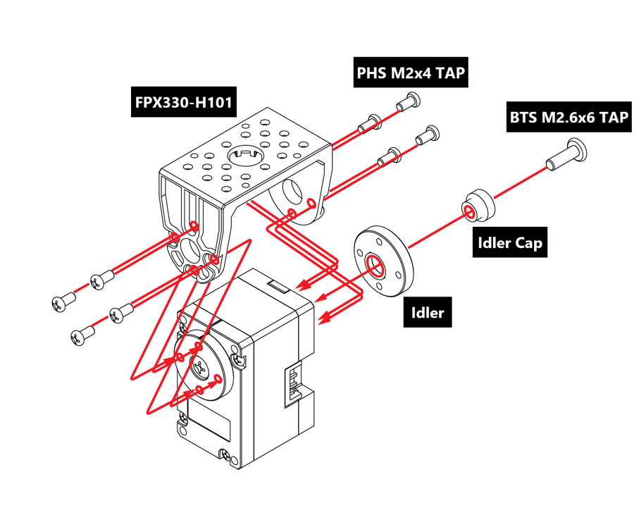 Details on how to assemble the FPX330-H101 with XL330 servos