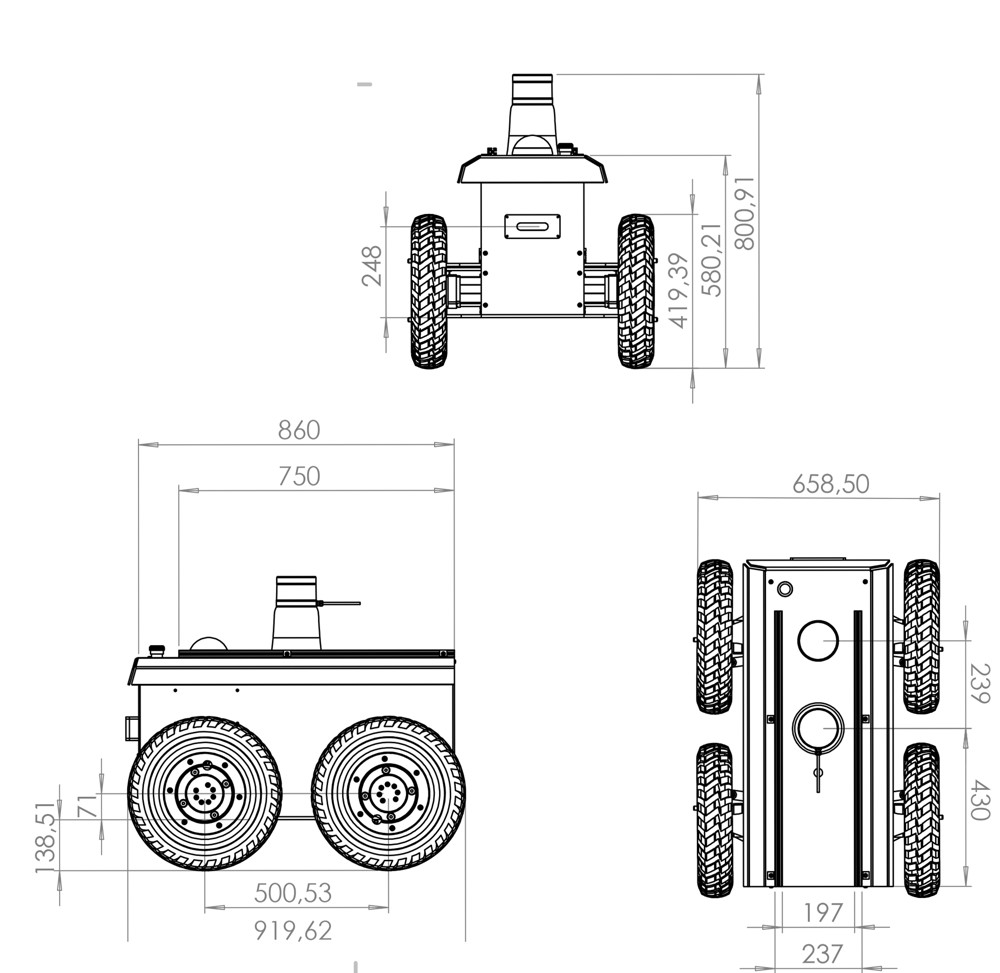 Dessins techniques - Robot mobile research RR100