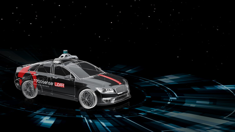 3D-Bild des RS Ruby an einem fahrerlosen Fahrzeug (UGV, Unmanned Ground Vehicle)