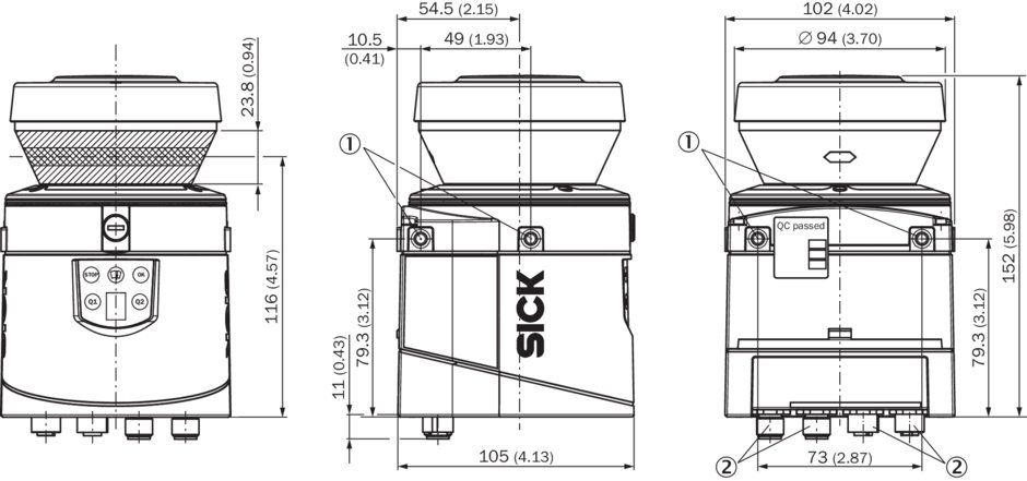 Schéma de référence du LIDAR Sick LMS111-10100