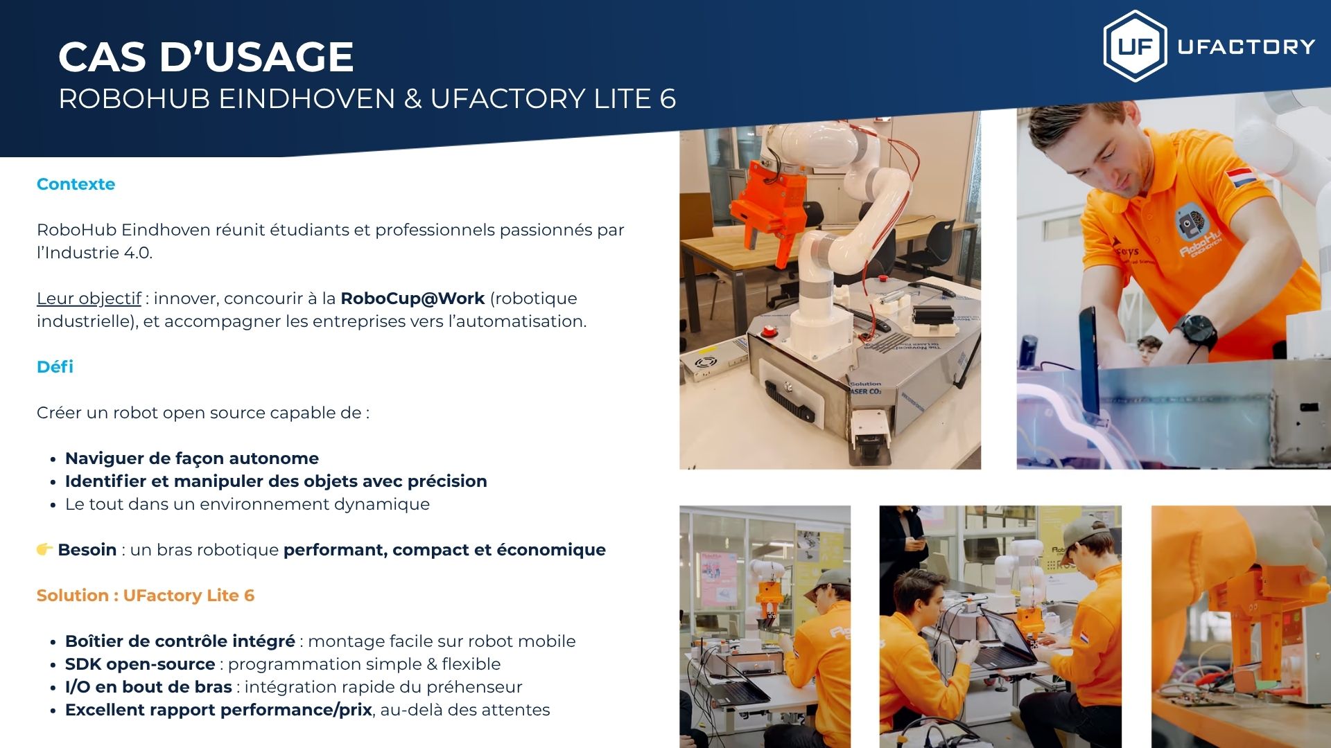 Slide guide bras robotiques